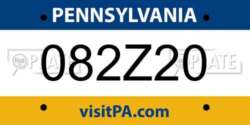 082Z20 Pennsylvania License Plate