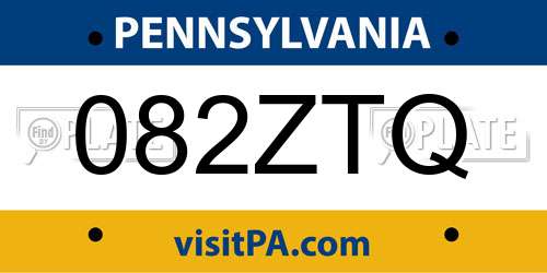 082ZTQ Pennsylvania License Plate