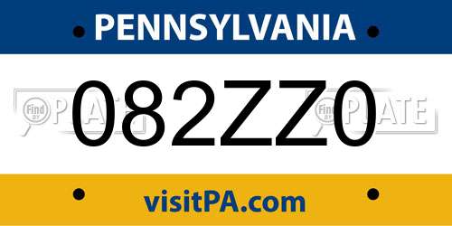 082ZZ0 Pennsylvania License Plate