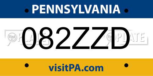 082ZZD Pennsylvania License Plate