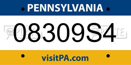 08309S4 Pennsylvania License Plate