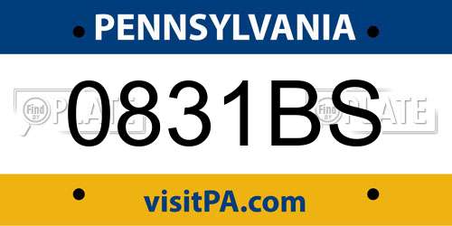 0831BS Pennsylvania License Plate