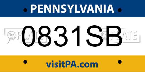 0831SB Pennsylvania License Plate