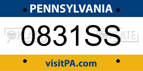 0831SS Pennsylvania License Plate