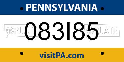 083I85 Pennsylvania License Plate