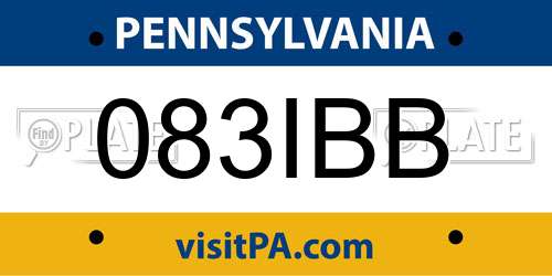 083IBB Pennsylvania License Plate