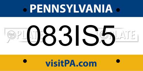 083IS5 Pennsylvania License Plate