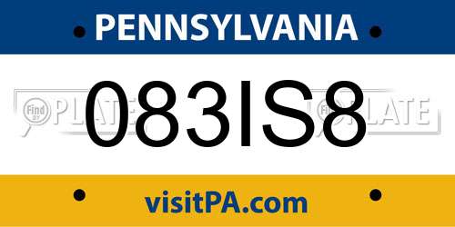 083IS8 Pennsylvania License Plate