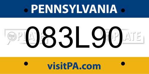 083L90 Pennsylvania License Plate