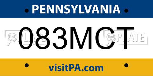 083MCT Pennsylvania License Plate