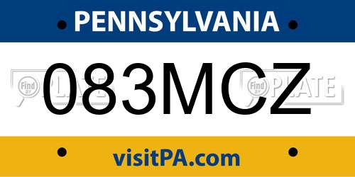 083MCZ Pennsylvania License Plate
