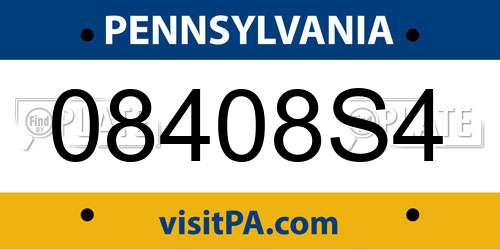 08408S4 Pennsylvania License Plate