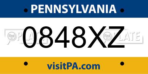 0848XZ Pennsylvania License Plate