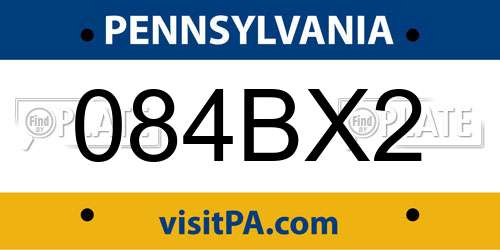 084BX2 Pennsylvania License Plate