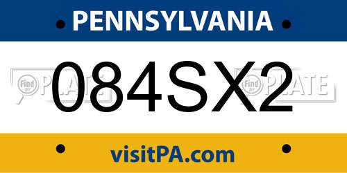 084SX2 Pennsylvania License Plate