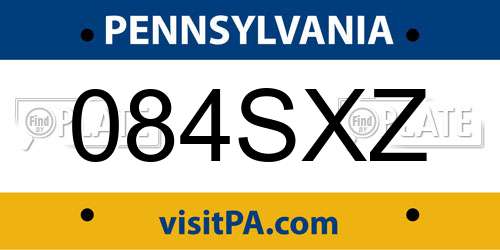 084SXZ Pennsylvania License Plate