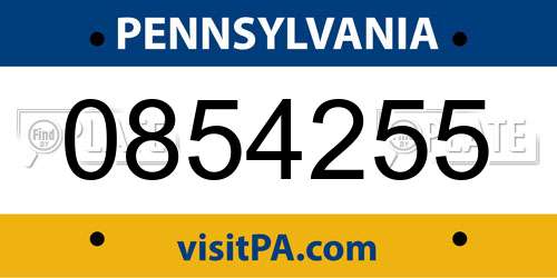 0854255 Pennsylvania License Plate