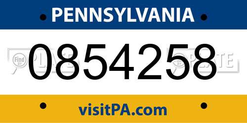 0854258 Pennsylvania License Plate