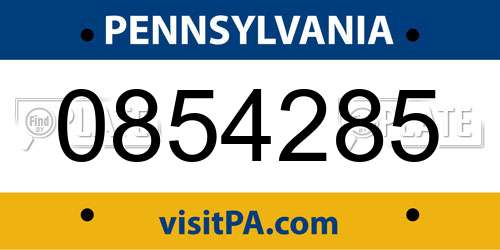 0854285 Pennsylvania License Plate