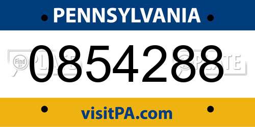 0854288 Pennsylvania License Plate