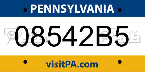 08542B5 Pennsylvania License Plate