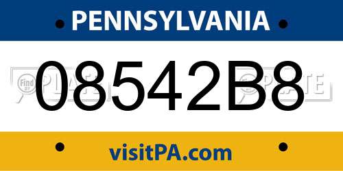 08542B8 Pennsylvania License Plate