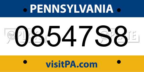 08547S8 Pennsylvania License Plate