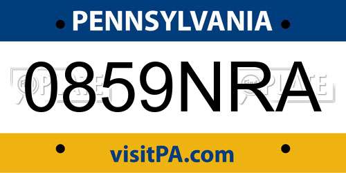 0859NRA Pennsylvania License Plate