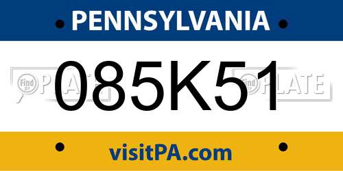 085K51 Pennsylvania License Plate