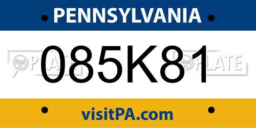 085K81 Pennsylvania License Plate