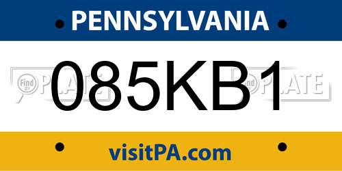 085KB1 Pennsylvania License Plate