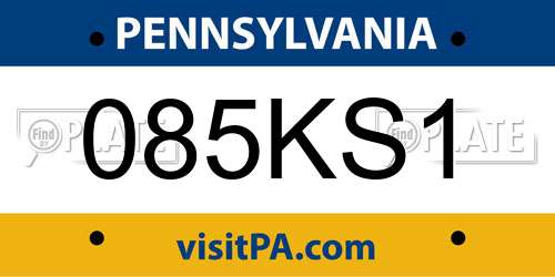 085KS1 Pennsylvania License Plate