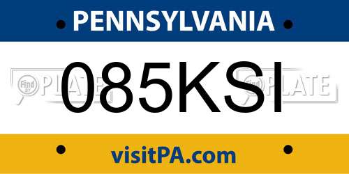 085KSI Pennsylvania License Plate