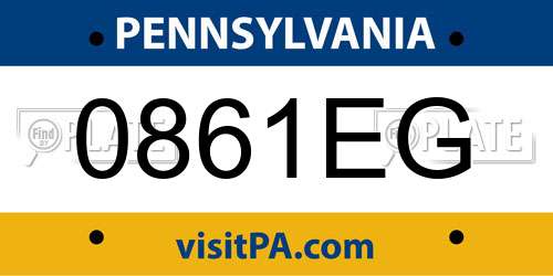 0861EG Pennsylvania License Plate