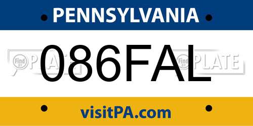 086FAL Pennsylvania License Plate