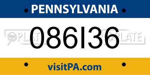 086I36 Pennsylvania License Plate