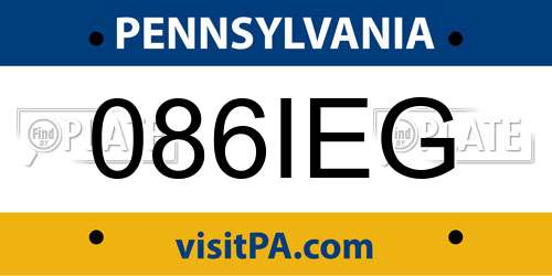 086IEG Pennsylvania License Plate