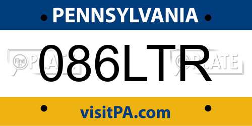 086LTR Pennsylvania License Plate
