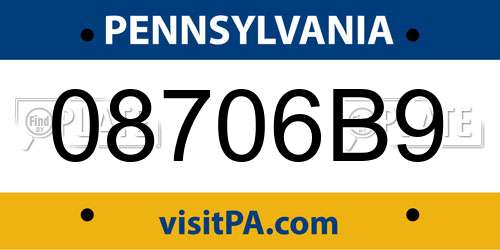 08706B9 Pennsylvania License Plate