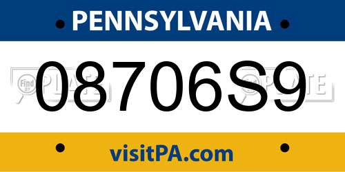 08706S9 Pennsylvania License Plate