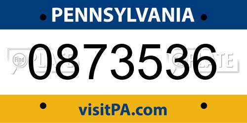 0873536 Pennsylvania License Plate