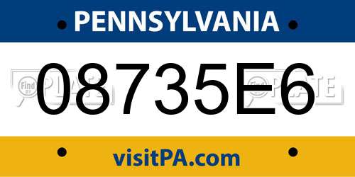 08735E6 Pennsylvania License Plate