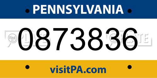0873836 Pennsylvania License Plate
