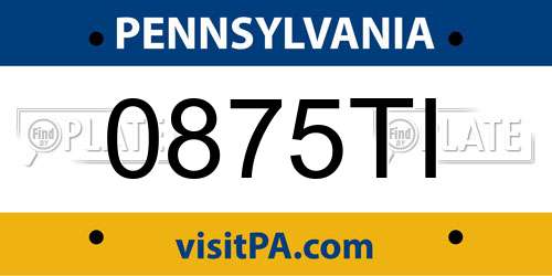 0875TI Pennsylvania License Plate