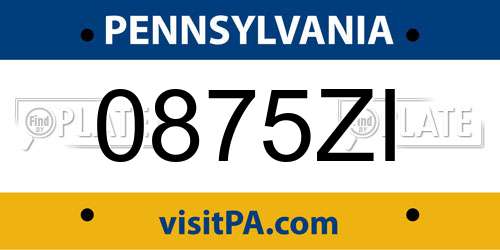 0875ZI Pennsylvania License Plate
