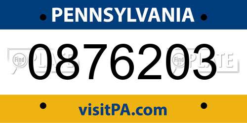 0876203 Pennsylvania License Plate