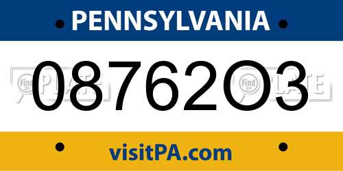 08762O3 Pennsylvania License Plate