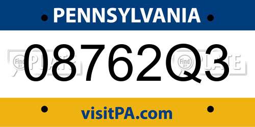 08762Q3 Pennsylvania License Plate