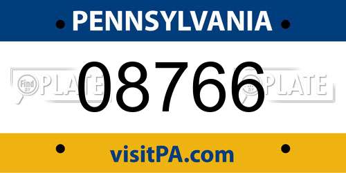 08766 Pennsylvania License Plate