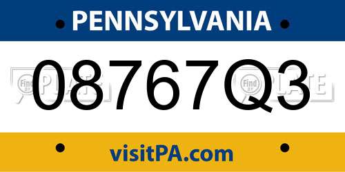 08767Q3 Pennsylvania License Plate